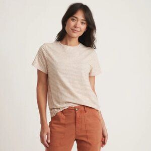 Marine Layer Women's Classic Crew Tee in Confetti Stripe Size Large
